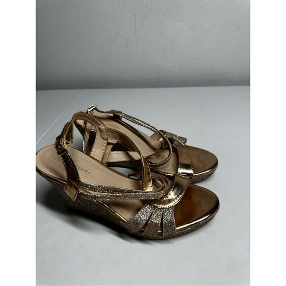 Forever Gold Rose Wedge Sandals Shoes Size 9 - Picture 2 of 11